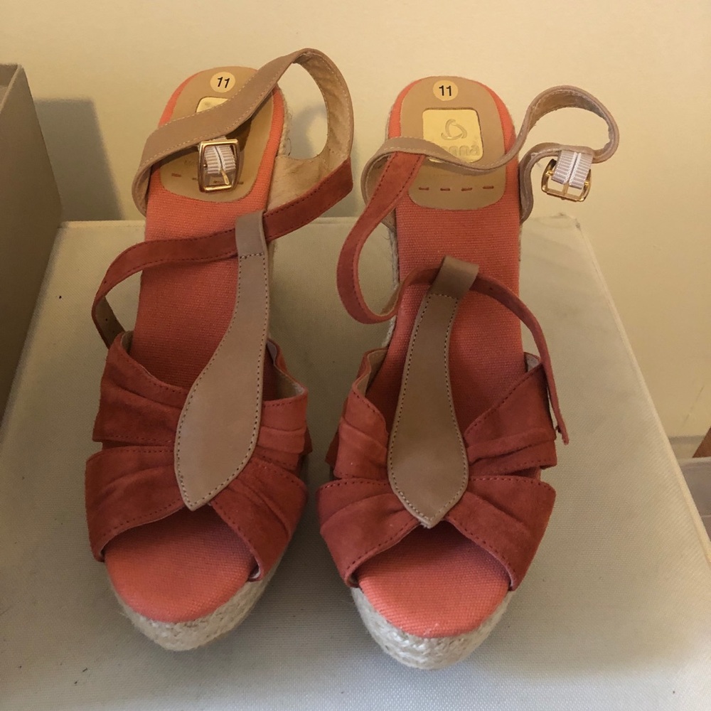 Suede Orange Wedge